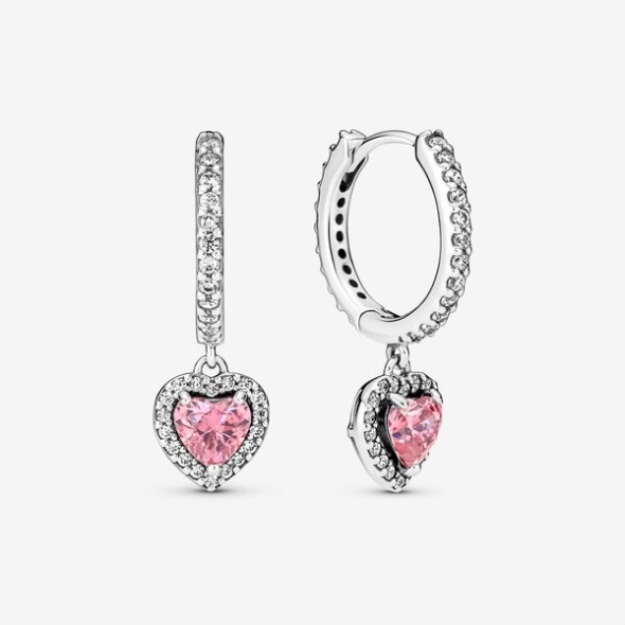 Sparkling Halo Heart Hoop Earrings Pandora